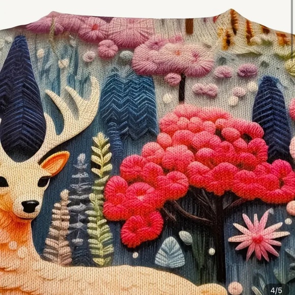 177. Knitted Long Sleeve Pullover Sweater, Polyester, Round Neck, Elegant Style - Picture 3 of 3